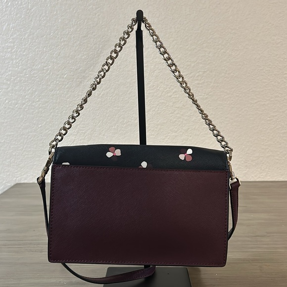 Kate Spade Black and Burgundy Floral Print Crossbody Shoulder Bag - Picture 2 of 10